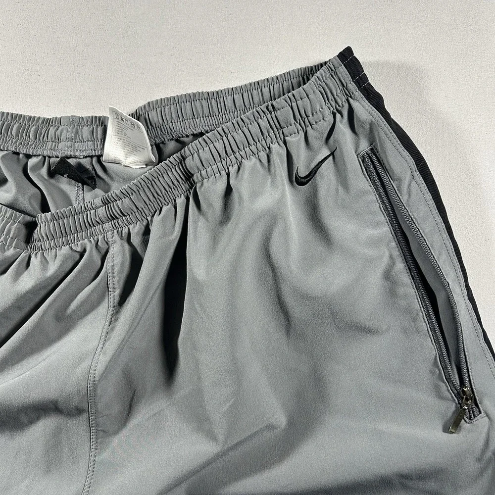 Mens Nike Vintage Y2K Track Pants XL Gray Black Stripe Zip Pocket Joggers